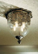DE 2246 - stropní svítidlo DE 2246 - Vnitřní stropní svítidlo - úprava patina, sklo antik V/Š 320/350 mm, cena na vyžádání