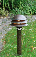 Venkovní lampa AL 6610 - sloupková zahradní lucerna tvar hřib patina 